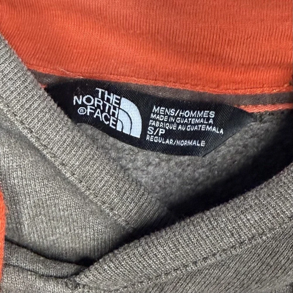 The North Face Orange Gray Pullover Hoodie Men's Small Graphic Camo Sweatshirt